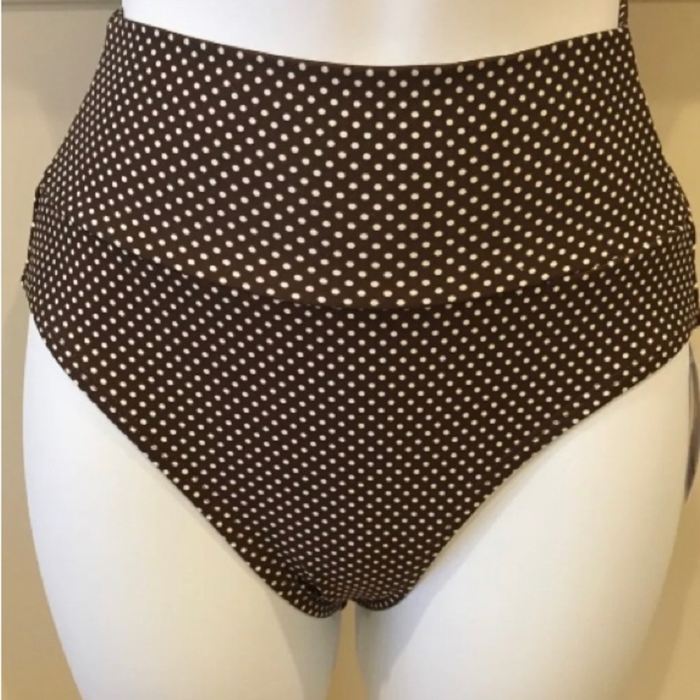 Hapari Brown Polka Dot Tummy Tuck Swimsuit Bottom XS NWT
